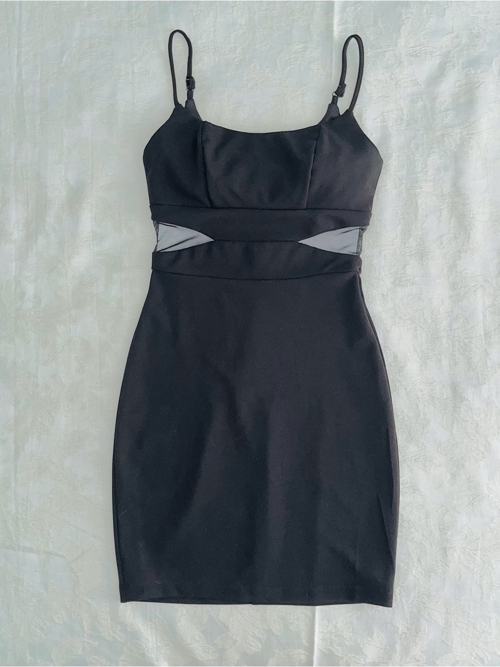 Black Party Dress with Mesh Illusion Side Panels & stretch by B. Smart - Size 0